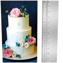 Nuenen Stainless Steel Cake Scraper with Scale Cake Edge Smoother Cake Decorating Comb Baking Scraper Tool for Baking Measuring Cake Buttercream Home Kitchen Accessory(12 Inches)