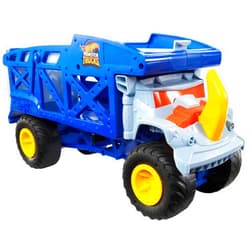 Hot Wheels Monster Trucks Toy Hauler, Oversized Truck Carries & Stores 12 1:64 Scale Monster Trucks or 32 Cars, Monster Mover Rhino