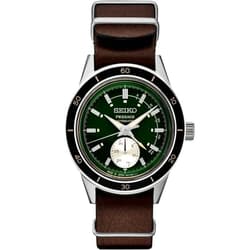 SEIKO Men's Green Dial Brown Leather Band Automatic Watch