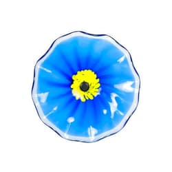 Dale Tiffany AW23138-D12 Fiore Bloom Hand Blown Flower Art Glass with Wall Mounting Bracket, Blue, 12-Inch Diameter