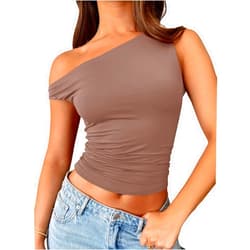 Trendy Queen Womens Off The Shoulder Tops Sleeveless Shirts Going Out Crop Tank Tops Slim Fitted Y2K Summer Outfits 2024