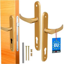 KOTARBAU® Door Handle 90 mm Right Left for Profile Cylinder Gold Door Fitting Door Handle Door Handle Set Room Door Latch Aluminium