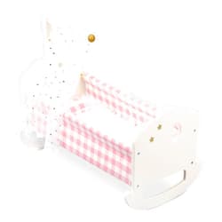 Pithfor Wooden Baby Doll Crib Set, Baby Doll Bed Toys for 18 Inch Dolls, with Bedding and Canopy, Baby Doll Furniture Accessories