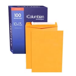 Columbian 10 x 13 Catalog Envelopes with Self Seal Closure, 28 lb Brown Kraft, for Mailing Flat Letter Size Documents or Photos, 100 Per Box (COLO335)