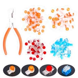 Hilitchi 200-Pcs Data Phone Wire Butt Splice 2/3 Ports UY/UR/UB Crimp Terminal Connectors Assortment Kit - with Connector Crimping Pliers