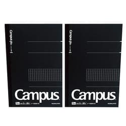 Kokuyo Campus Pre-Dotted Notebook, Semi A5, 5mm Grid Ruled - 80 Sheets - 160 Pages, Black (2 pack)