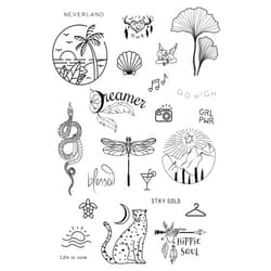 Tatsy Temporary Tattoo Set By Tatsy, The Hippie Set, For Women and Men, Original, Unique Design, Cover Up, Modern, Simple, Hipster, Hippie, Festival, Party, Minimalistic, Waterproof, Snake, Dragonfly