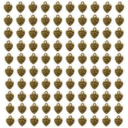 Shapenty 100PCS Mini Metal Beads Heart Shaped “Made with Love” Charms Bulk for DIY Craft Keychain Necklace Pendants Bracelets Earrings Jewelry Making Findings