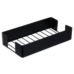 MyGift Modern Matte Black Metal Guest Bathroom Countertop Folded Paper Towel Holder, Commercial Disposable Napkin Storage Tray for Sink Counter Vanity Table