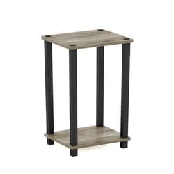 Furinno Simplistic 1-Tier End Side Night Stand/Bedside Table with Plastic Poles, French Oak Grey/Black