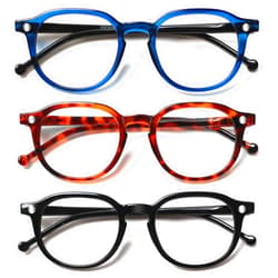 SIGVAN 3 Pack Reading Glasses Spring Hinge Stylish Readers Black/Tortoise for Men and Women (3 Pack Mix, 1.25)