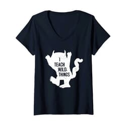 I Teach Wild Things outfits Womens I Teach Wild Things teacherlife Halloween Monster teachers V-Neck T-Shirt