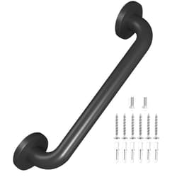 Sahans Metal Industrial Stairs Grab Wall Handrail Staircase Steps Indoor Exterior Outdoor Deck Hand Rail Safety Grab Bar (Matte Black) Handle for Stairs Bars Wall Elderly Grab Frame Pipe (12 Inch 1 Pack)