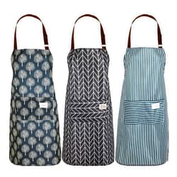 SATINIOR 3 Pieces Waterproof Bib Apron with Pockets Adjustable Cooking Aprons for Women Chef Adults Baking Cleaning