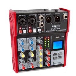 PYLE Studio Audio Sound Mixer Board - 4 Channel Bluetooth Compatible Professional Portable Digital DJ Mixing Console with USB Mixer Audio Interface - Mixing Boards For Studio Recording - PMXU48BT