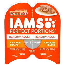 IAMS Perfect Portions Healthy Adult Wet Cat Food with Chicken Recipe, Easy Peel Twin-Pack Trays, Pack of 24 (48 Total Servings)