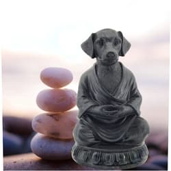 Bellaa 29608 Meditating Dog Statue Cute Zen Buddha Yoga Pose Monk Namaste Mindfulness Tranquility Peacefulness Indoor Living Room Decor Outdoor Fairy Garden Sculpture Gnome Figurine