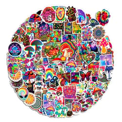 Anhstks 200 Pcs Stoner Psychedelic Stickers Vinyl Waterproof Trippy Stickers Dazzling Decals for Teens Adults Laptop Bumper Water Bottles Computer Phone Guitar Luggage(Psychedelic Stickers
