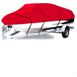 MekUk Waterproof Boat Covers 210D Red Heavy Duty Boat Cover Waterproof UV Dustproof Fishing Ski Boat Trailer V-Hull Protective Canvas 17-19 Ft. Fits V-Hull, Tri-Hull,Bass Boat (Color : 17-19FT)