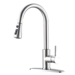 OWOFAN Brushed Nickel Kitchen Faucets with Pull Down Sprayer Kitchen Sink Faucet with Pull Out Sprayer Single Hole Deck Mount Single Handle Stainless Steel Grifos De Cocina 866068SN