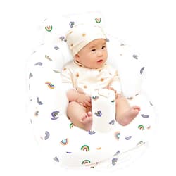 HELIAN Inflatable Baby Seat for Babies 3-36 Months, Inflatable Baby Chair for Learning to Sit, Summer Floating Seat with Built in Air Pump, Blow Up Baby Chair for Home or Camping (Rainbow)