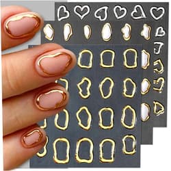 Dornail 6 Sheets 5D Crystal Soft Glue Embossed Nail Stickers Irregular Geometric Frames Nail Decals Hearts Waterdrop Nail Art Stickers Self Adhesive Stickers for Nails Designs Women Nail Accessories