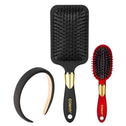 Conair Velvet Touch Hair Brush Set - Includes Paddle hair brush - travel hair brush - includes bonus black headband