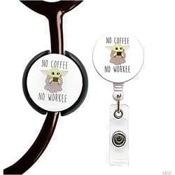 ROFLYER Stethoscope Tag,Steth ID Tag,Nurse Doctor Stethoscope ID Tag and Retractable Badge Reels Set, Stethoscope Charms Accessories and Badge Holder,Set of 2
