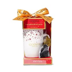 Thoughtfully Godiva Mug Gift Set, Includes Godiva Holiday Travel Mug with Lid and Godiva Hot Milk Chocolate Mix