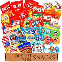 Desert Sun Snacks Variety Pack For Adults & Kids Snack - Premium Back to School Snacks Labor Day Treat Basket of 40 Individually Wrapped Lake and Boat Assorted Camp Care Packages Bulk Box of Cookies Crackers Granola Bars - Military Care Packs Office Basket Kid Birthday Boxes College Students Munchies Mix & Inmate Package.