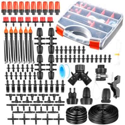 CESTAME 280 Pcs Drip Irrigation Kit, 147FT Garden Watering System 1/2 1/4 in Distribution Tubing Hose Automatic Patio Misting System Micro Automatic Drip Irrigation for Plant Garden Greenhouse Patio Lawn