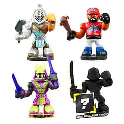 Akedo Ultimate Arcade Warriors - Warrior Collector 4 Pack - 3 Mini Battling Action Figures: Twinfang, Slam Granderson & Aximus and one Hidden Mini Battling Action Figure!, Multicolor (14249)