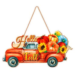 BBTO Thanksgiving Pumpkin Welcome Sign Door Decor Hello Fall Wood Hanging Decoration Autumn Wooden Signs Rustic Fall Decorative for Porch Home Wall Indoor Outdoor Decor(Truck)