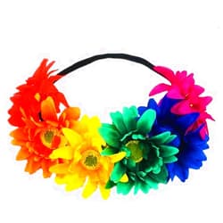 AZMONADIO Rainbow Sunflower Headband Gay Pride Stuff Accessories Women Girls Rose Flower Crown Bandana for LGBTQ Bisexual Pride Party Supplies