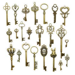 Youdiyla Vintage Skeleton Key in Antique Bronze Style - Set of 46pcs (HM107)