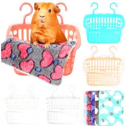Geetery 5 Set Rat Hammock for Cage Chew Proof Rat Toys Warm Bed, Small Animal Hanging Basket Ferret Cage Accessories and Habitats Removable Nest Mat for Hamster, Sugar Glider, Hedgehog(Heart)