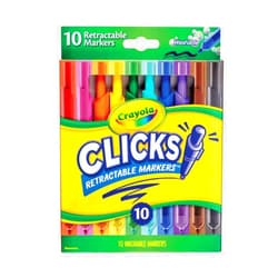 Crayola Clicks Retractable Tip Markers (10ct), Washable Art Marker Set, Coloring Markers for Kids, Gifts for Boys & Girls, 3+