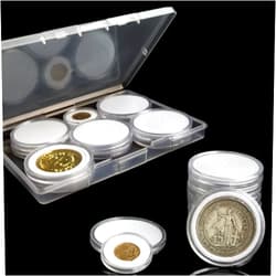 Aeknewo 12 Pack Clear Coin Capsules, 46mm&30mm Coin Cases with Adjustable Gasket for Coin Collection, Dollar Coin Holder & Organizer Box for American Silver Eagle Liberty Coin/Half Dollar/Bitcoin