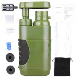 LACUCINO Portable Hand Pump Water Filter,100000Gallons Camping Water Filter Survival,3-Grade Backpacking Water Filter System 0.01μm Camping Water Purifier for Family-Outdoor,Emergency