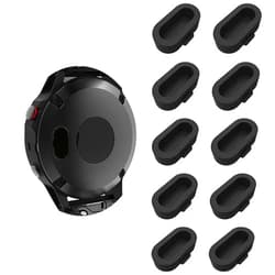 LDFAS Fenix 8/7/7S/7X 5/5S/5X Plus/6S 6 6X Charger Port Protector, Silicone Dust Plug Anti-dust Plugs Compatible for Garmin Venu 2/Vivoactive 3/4/Instinct 2/Forerunner 45S/245/945, Black