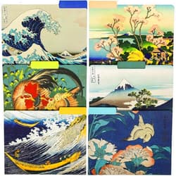 The Gifted Stationery 12 Pack Hokusai Floral File Folders, Decorative 1/3 Cut Tab, Letter-Size Holders for Home Office in 6 Patterned Designs