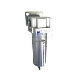 THB HEAVY DUTY INDUSTRIAL RATED HIGH FLOW PARTICULATE FILTER, IN-LINE WATER TRAP FOR COMPRESSED AIR LINE SYSTEMS, 5 MICRON WITH METAL BOWL (1/2