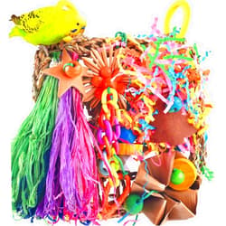 KATUMO Conure Toys, Bird Grass Mat Parakeet Shredder Hanging Toys Cockatiel Foraging Toys Parrot Climbing Wall Toys Lovebird Cage Toys for Small Birds