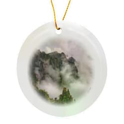 3dRose Circle Porcelain Ornament - Mist on Peaks and Valleys, Grand Canyon, Mt. Huang Shan -AS07 AJE0154 - Adam Jones Mountains