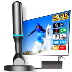 DTB TECH TV Antenna for Smart TV Indoor, Digital Antenna Indoor with Strong Magnetic Base, HDTV Antenna 4k 1080P for Local Channels - 8 Feet Long Antenna Coaxial Cable for Easy Setup