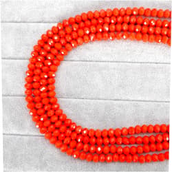 CrzBeadss 350Pcs Briolette Glass Beads for Jewelry Making, 6mm Faceted OrangeRed Glass Crystal Beads for Bracelets Making, Rondelle Glass Beads Bulk for Crafts Wine Charms Wind Chimes Suncatchers