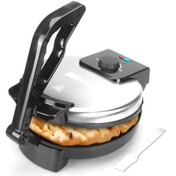 FineMade Compact Roti Maker Machine, Electric Tortilla Press, 10 inch with Detachable Handle, Chapati Maker Machine, Burrito Maker, Prensa Para Tortillas, Tortillera, Black