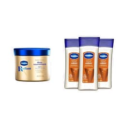 Vaseline Radiant X Deep Nourishment Body Cream 100% Pure Shea Butter & Intensive Care Cocoa Radiant For Glowing Skin 3 Count Body Gel Oil Body Oil Made with 100% Pure