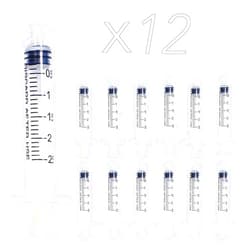 DHAIQC 12 Pack 2ml Plastic Luer Lock Syringe, Measuring Syringe Individually Sealed for Scientific Labs, Measuring Liquids, Feeding Pets, Oil or Glue Applicator (2ml, 12)