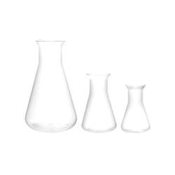 QWORK Erlenmeyer Flask, 3 Pack Clear Scale Plastic Conical Flask for Laboratory School Educational Learning Standard Capacity 50ml+100ml+500ml
